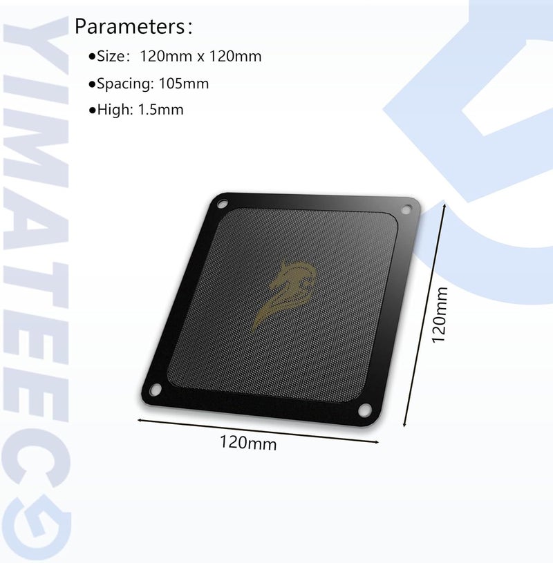 YIMATEECO 120mm Fan Filter PC Dust Filter Computer Fan Grills Dust Mesh Magnetic Frame PC Case Cover Dustproof PVC 50 Mesh(PVC, Gentleman Aesthetic, 120 * 120mm, 5pcs, Black) - Image 5